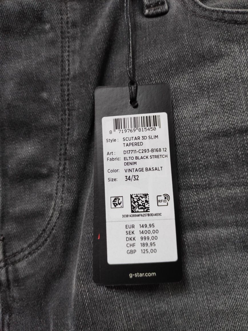 Дънки G-star Raw Scutar 3D Slim Tapered W34 L32 нови оригинални мъжки