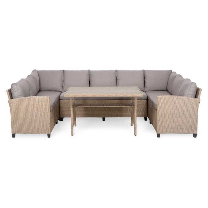 Set mobilier gradina/terasa canapea/coltar 2 taburete si masa Natur
