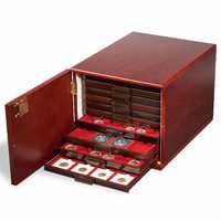 луксозна дървена кутия за 10 табли с монети - Leuchtturm