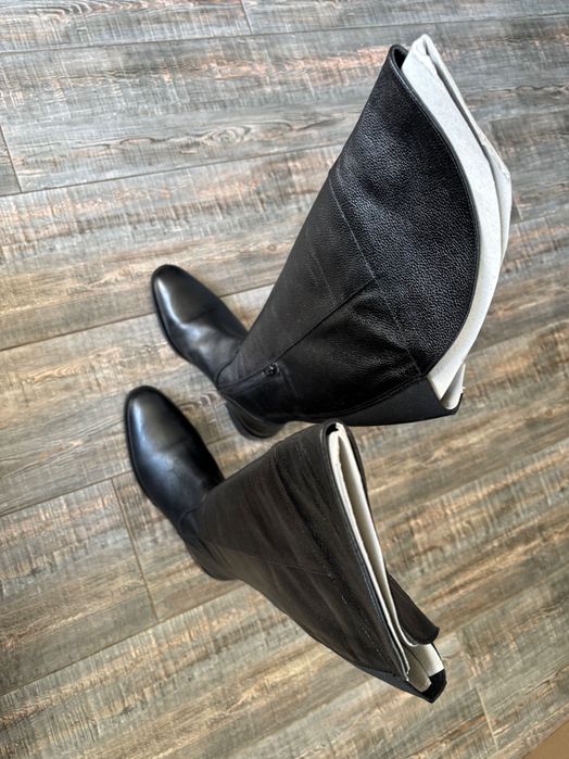 Елегантни кожени ботуши до коляното – почти нови, размер 39