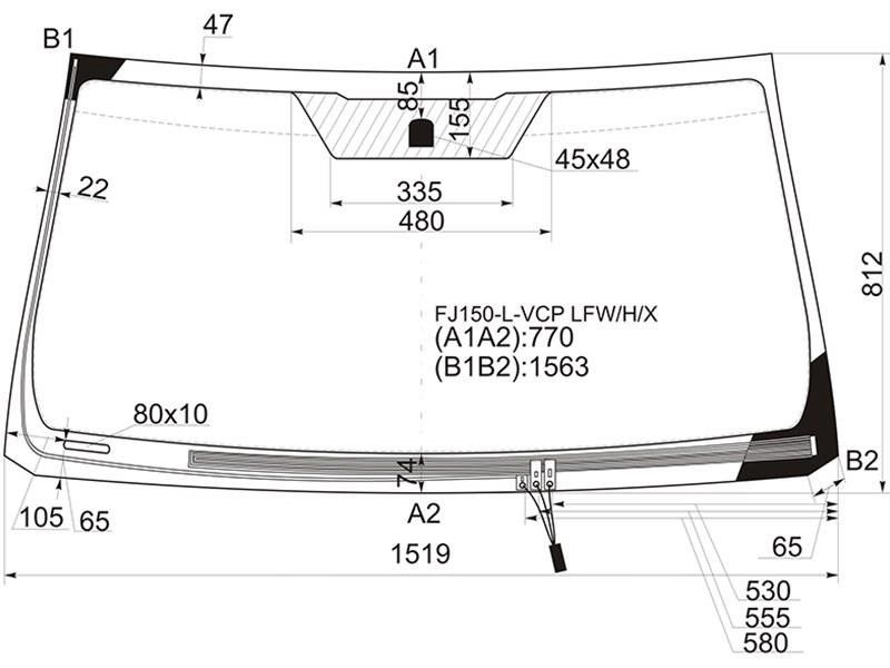 Стекло лобовое с обогревом щеток  Toyota Land cruiser prado