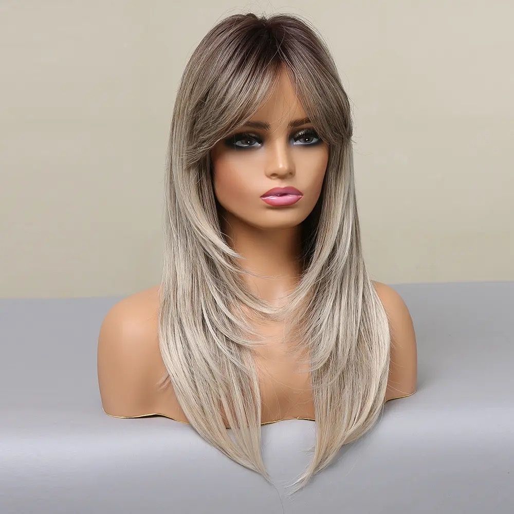 Peruca R135 Blonda Gri Silver Blond Blatinat Ombre Suvite