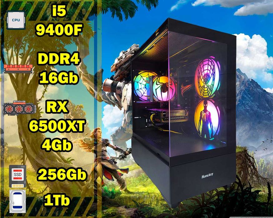 i5 9400F 16Gb HuntKey Компьютер RX6500XT Игровой DelltaForce