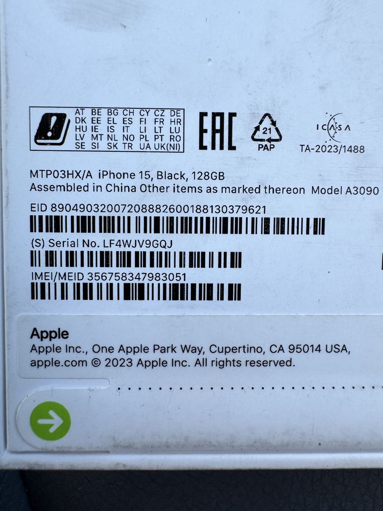 Iphone 15 , Black , 128 GB