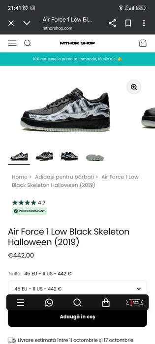 Air Force 1 low black scheleton halloween(2019)