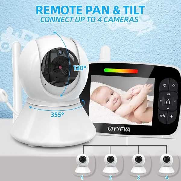 Monitor pentru bebeluși BURNNOVE 3.5 Inch 480P,(Super Ofertă).