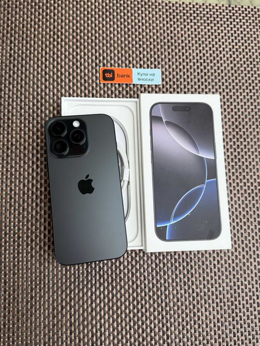 100% Бат. iPhone 16 Pro Лизинг от 66лв/м Black Titanium черен гаранция