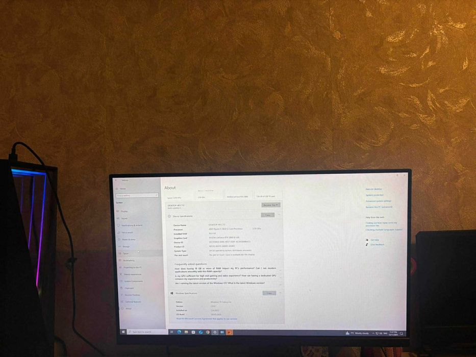 Компютър RTX2060 AMD ryzen 5 3600 +монитор 144hz клавиатура и мишка