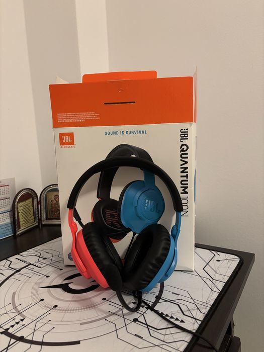 Căști Gaming JBL Quantum 100N – Ediție Limitată Albastru/Roșu