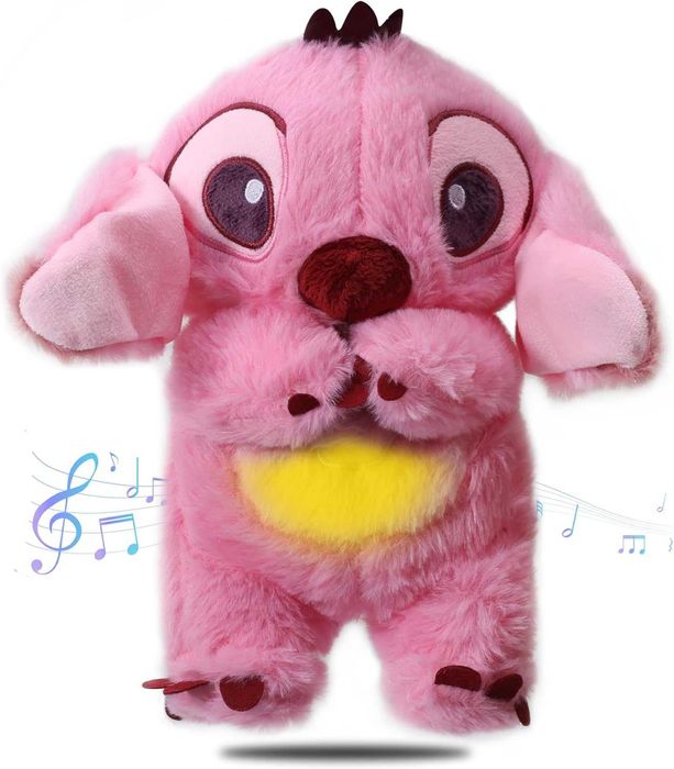 Плюшен дишащ Стич, Антистрес плюшена играчка Лило и Стич, Син/Розов