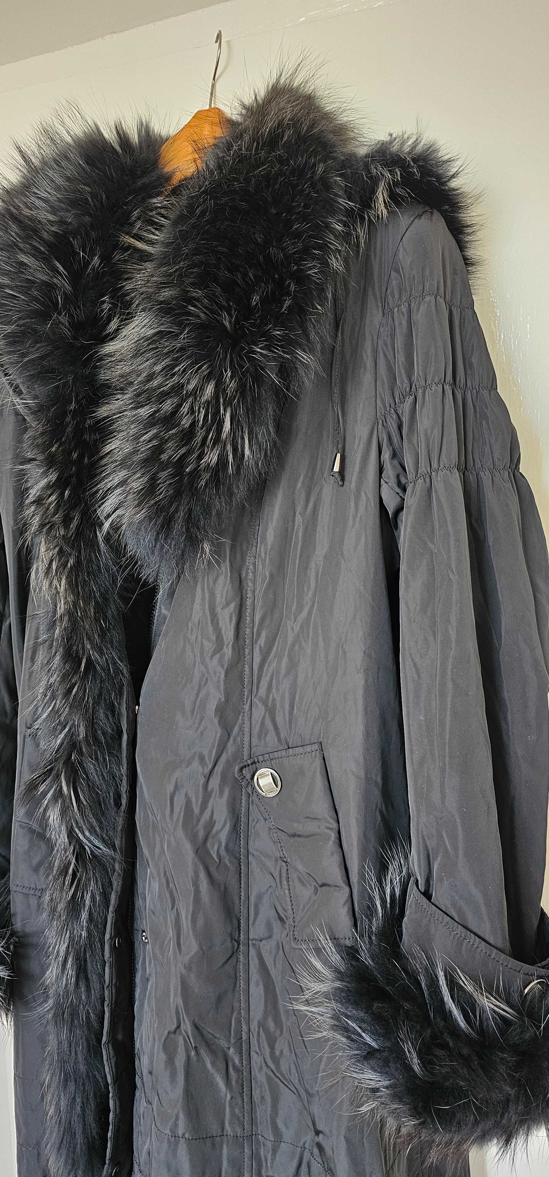 Дамско зимно якете с естествена кожа лициса, зимно красиво яке