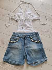 TWINSET, дънкови панталони с перли и камъни, бански Н&М