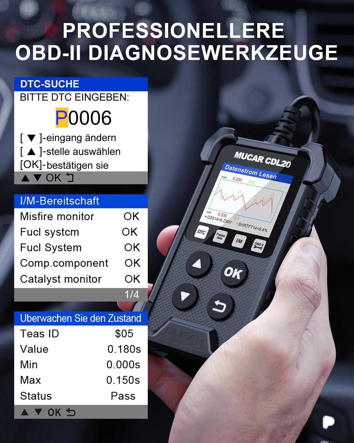 ПРОМО 2г Гаранция Нов Универсален OBD2 Скенер Диагностика UCAR CDL20