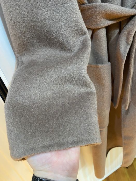 Вълнено палто тип халат Zara в тъмно бежово