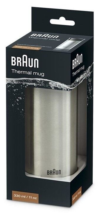 Кружка-Термос Braun BRSC001, 330мл, нержавеющая сталь, серебристый