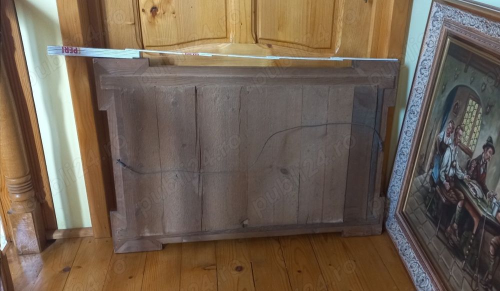 Oglindă de perete veche, cu ramă lemn 92/60 cm