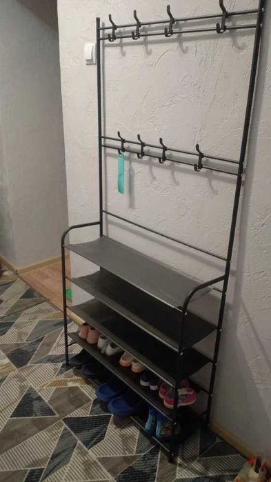 Обувница в прихожую с вешалкой, Напольная вешалка с обувницей