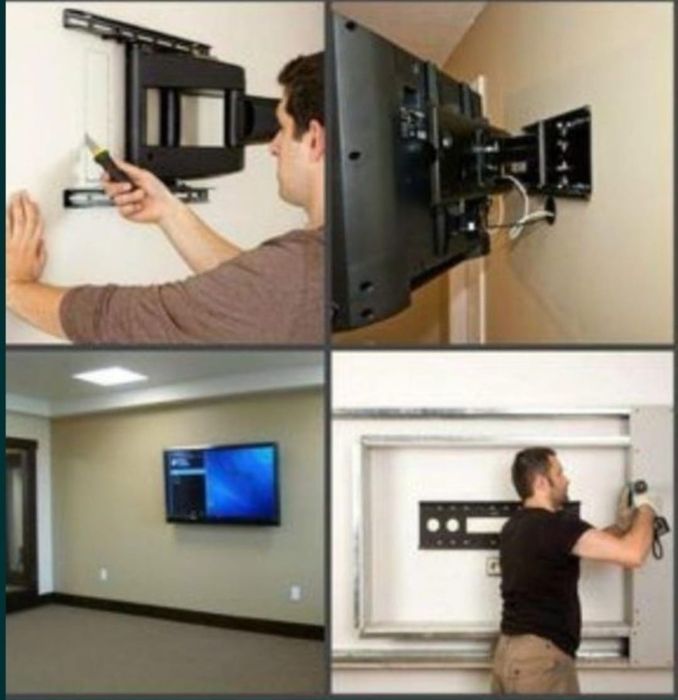 Установка КРОНШТЕЙНА недорого, подвеска телевизора и т.д