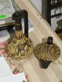 Lampa si ulcior din lut Grecia handmade vintage antichitati