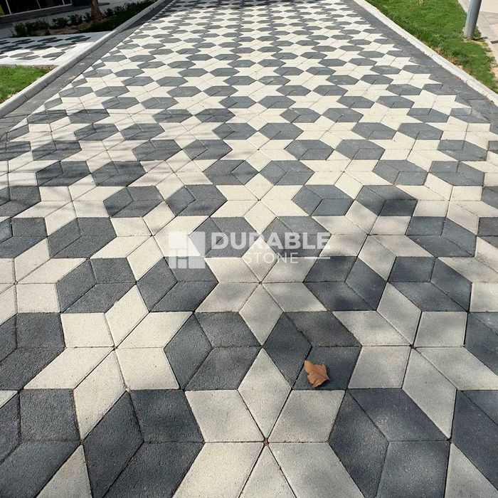 Вибропрессованная брусчатка. Тротуарная плитка "Ромб" 3D