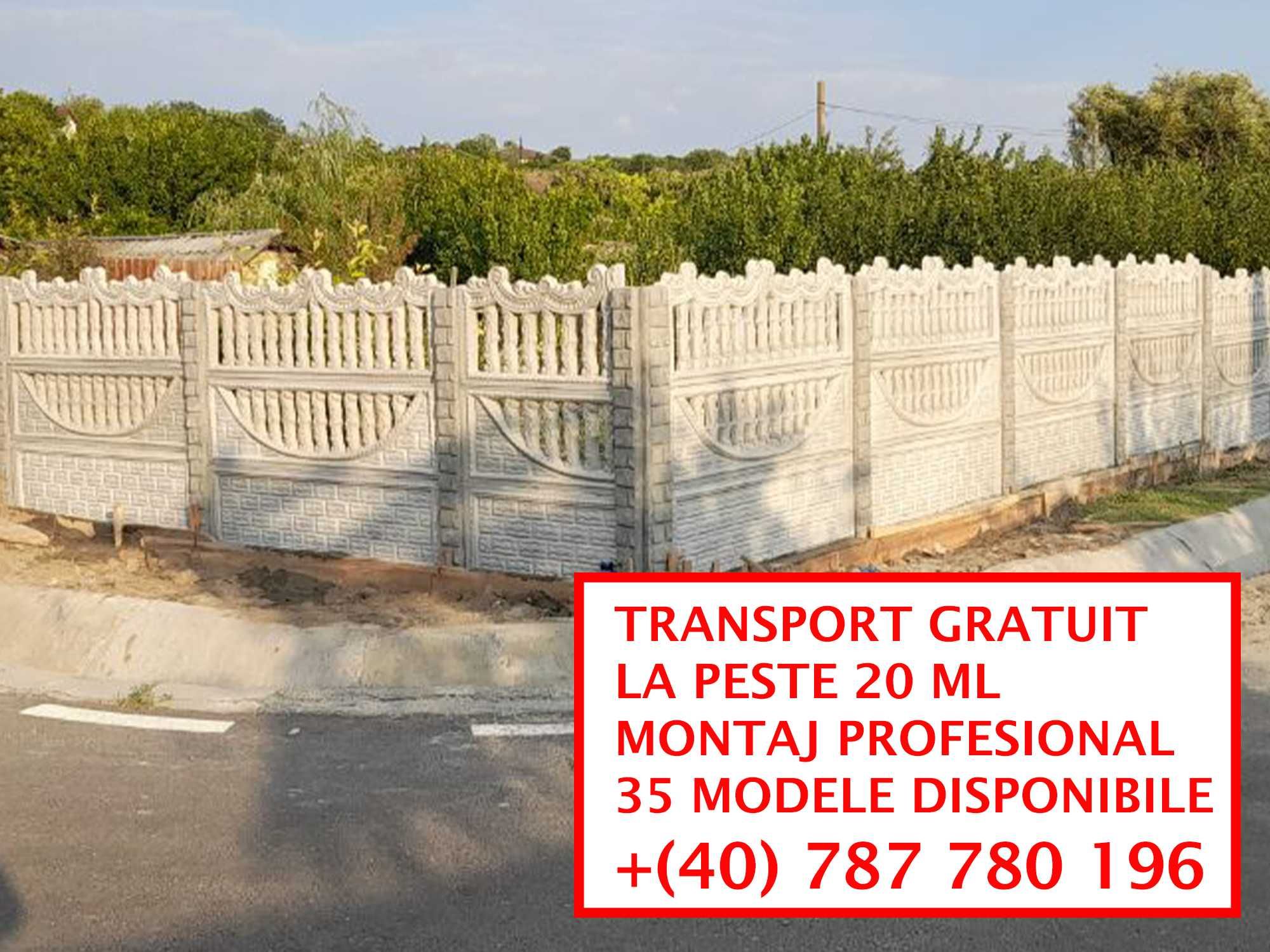 Gard din beton/35 Modele/Montaj/Transport GRATUIT la 20m+/Toata tara