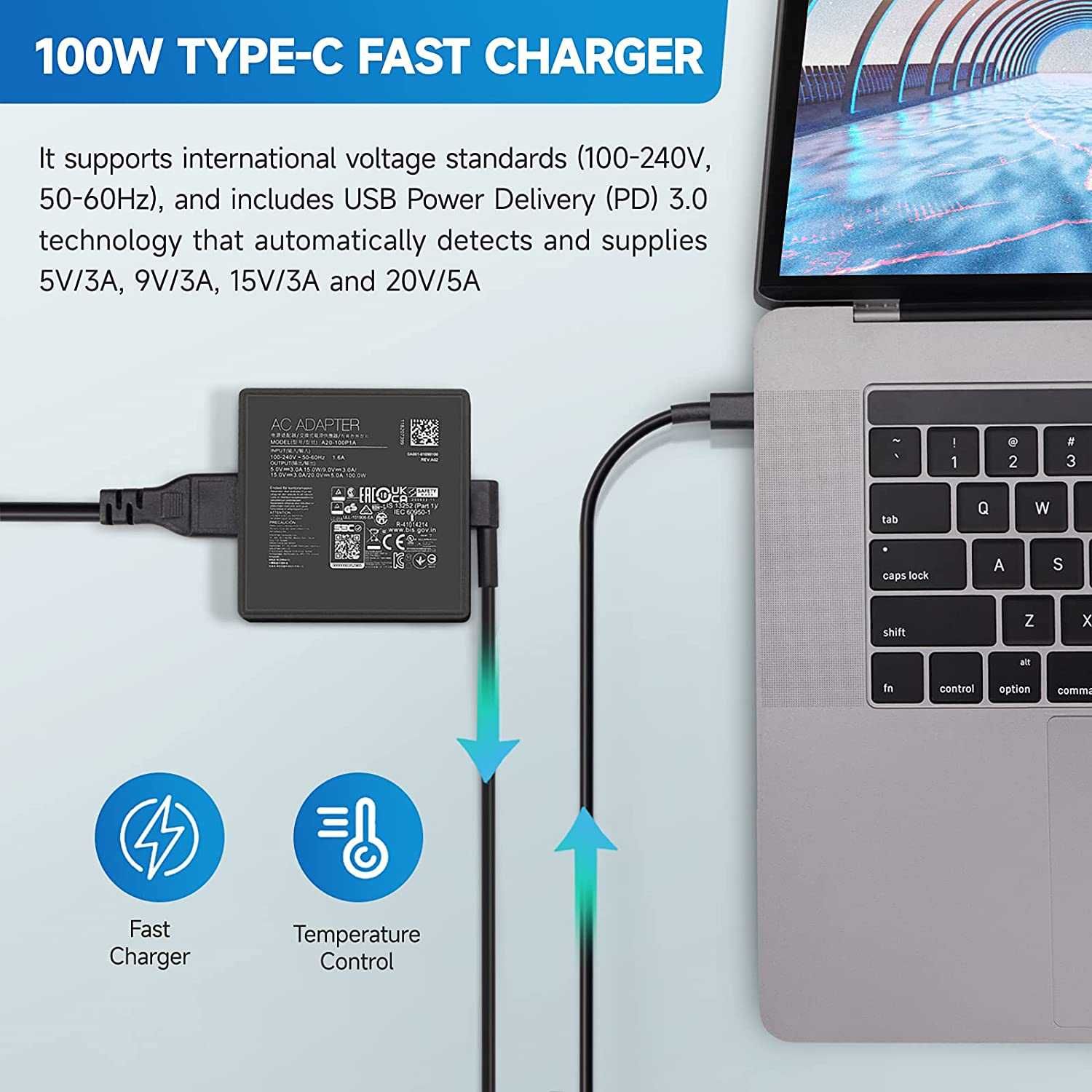 Блок питания для ноутбука ASUS A20-100P1A (ADAPTER 100W PD 3P(TYPE C))