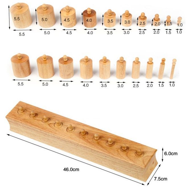 Дървени цилиндри теглилки с дръжки професионални Монтесори материали