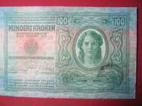 100 Korona,UNC,prima bancnota romaneasca adoptata in Transilvania,1912