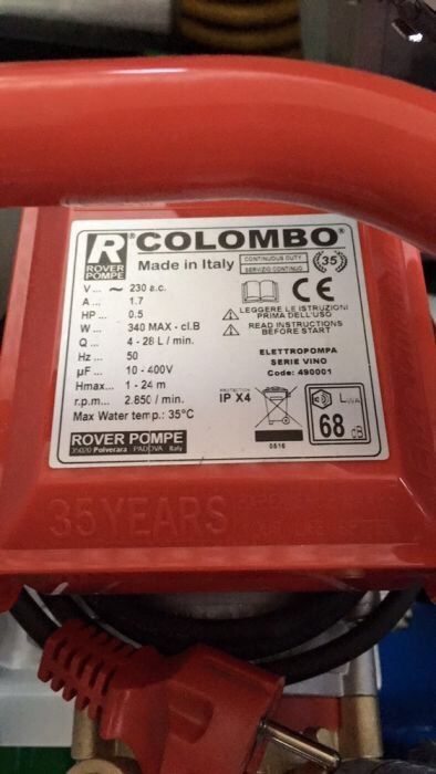 Filtru pompa filtrat 12 PLACI incluse vin, țuica ROVER Colombo Italia