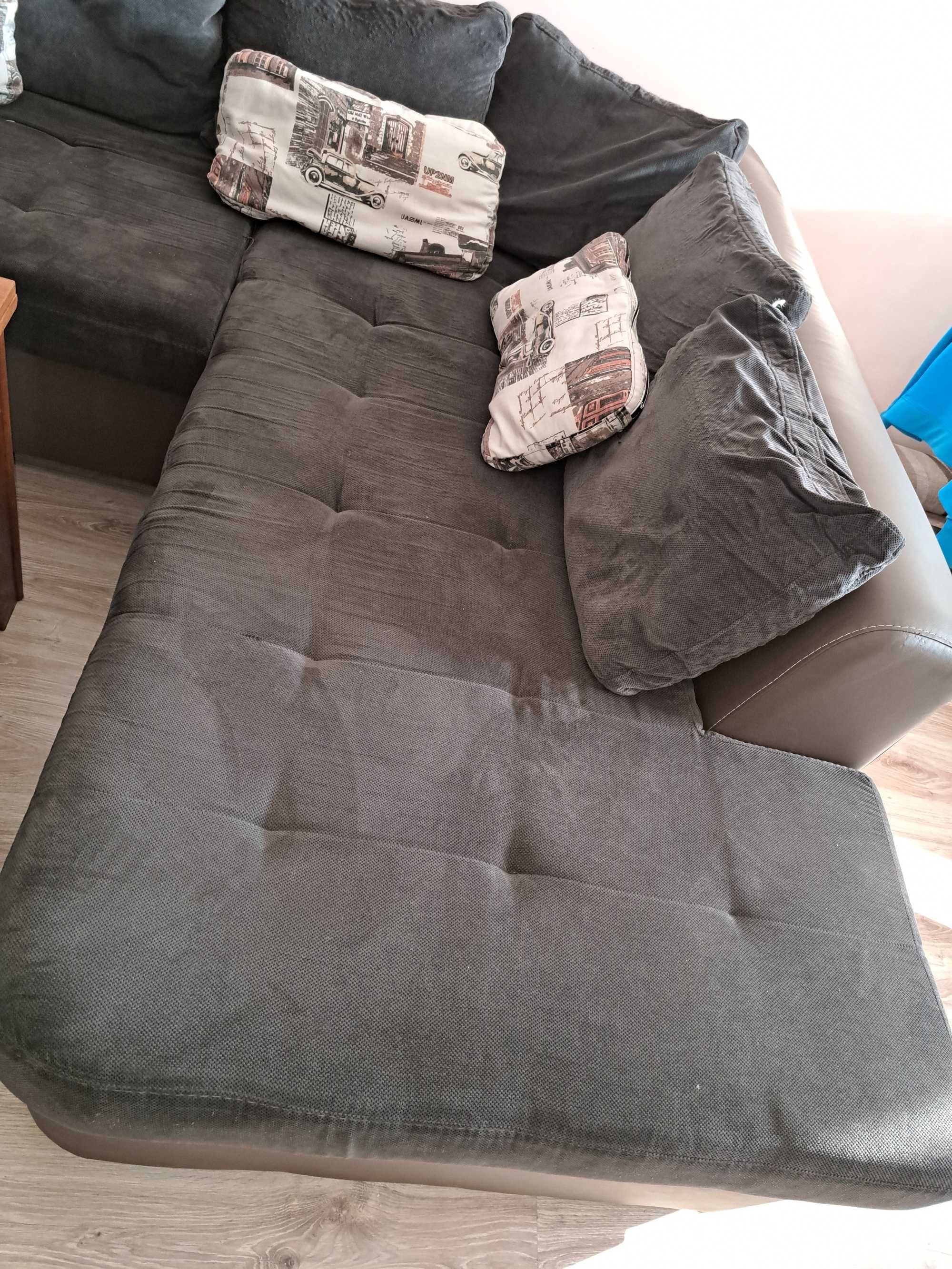 Ъглов диван сиво с кафяво