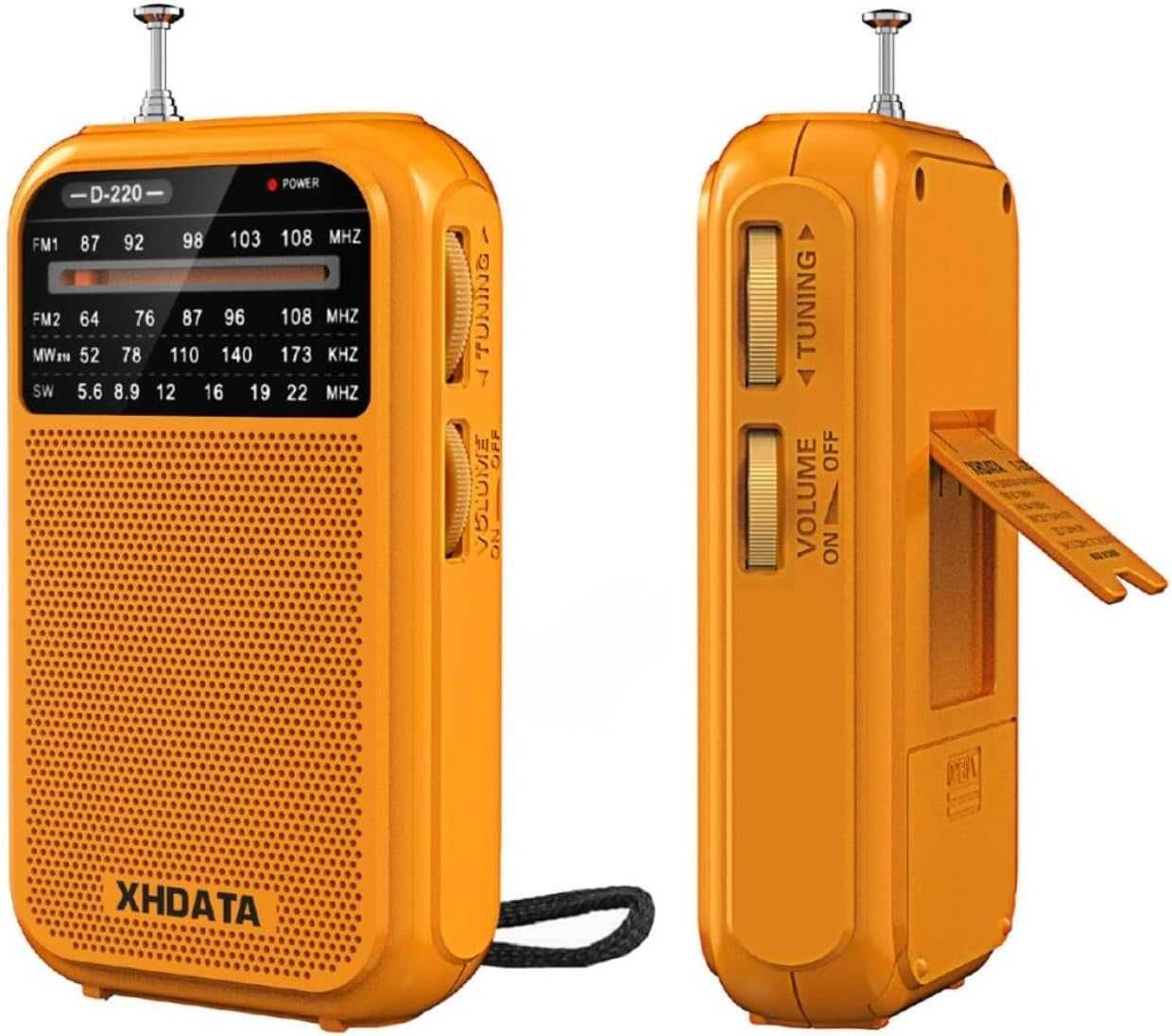 XHDATA D220 портативен FM 1-2, MW,SW радиоприемник-оранжев цвят