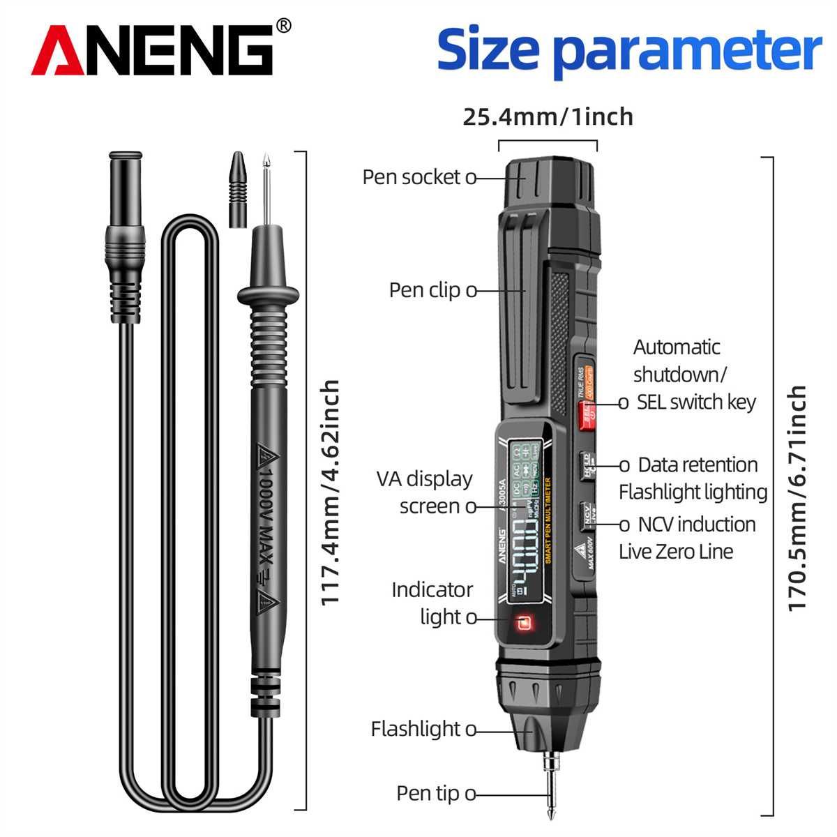 Професионален дигиателен мултицет тип писалка Aneng A3005A