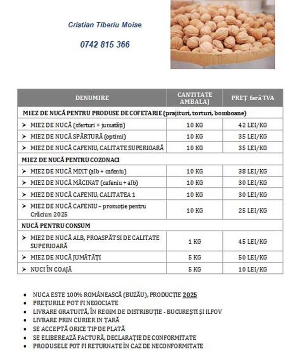 Miez de nuca - calitate romaneasca superioara