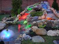 Строительство водопад ручей пруд с  светодиодной подсвет и пул упр