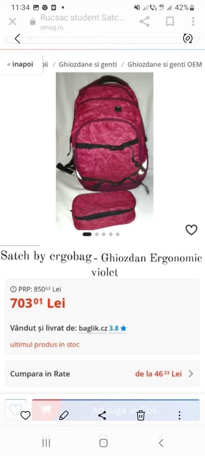 Vând Ghiozdan ergonomic