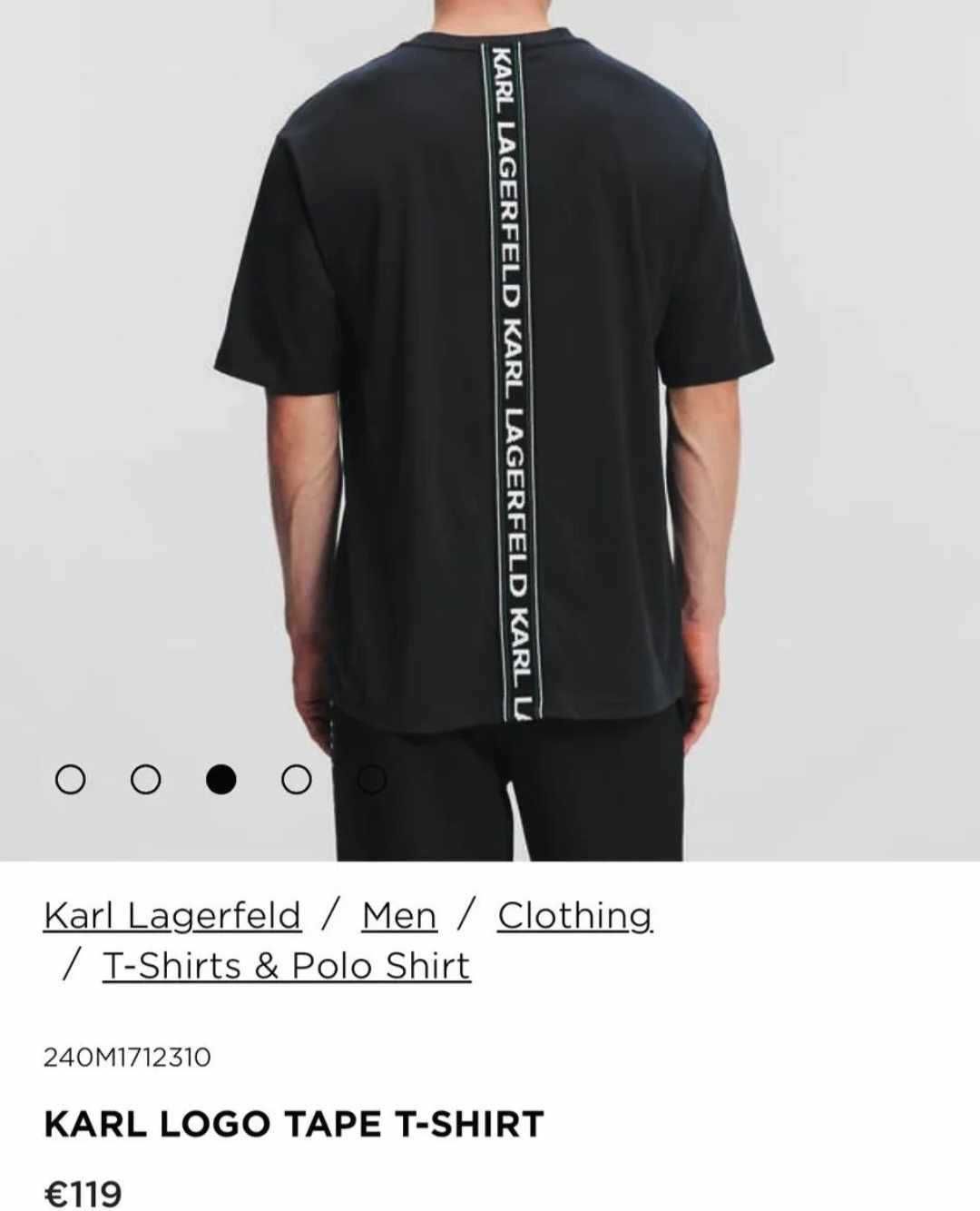 Karl Lagerfeld Черна Тениска LOGO TAPE Лента на Гърба - M