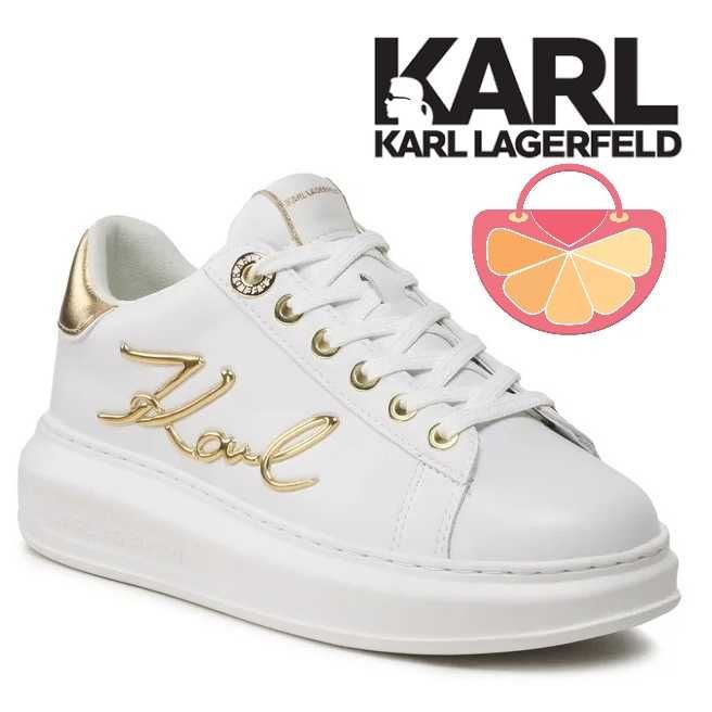 KARL LAGERFELD № 37 & 38 – Дамски кожени кецове "WHITE & GOLD" нови