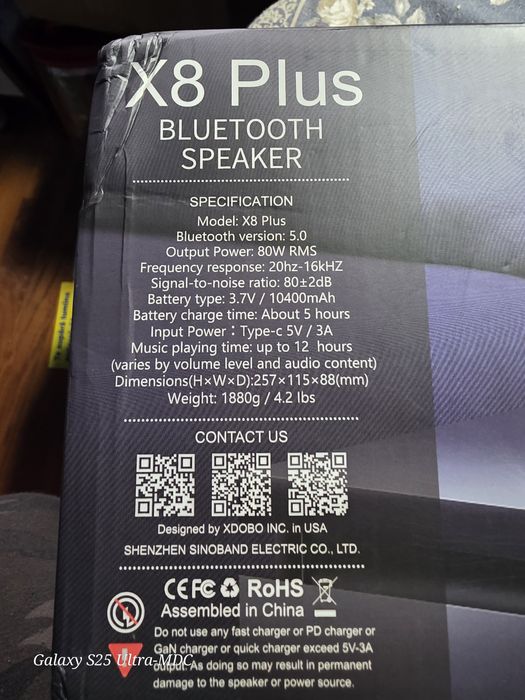 Vând boxă portabilă Bluetooth xdobo x8 plus 80 wați
