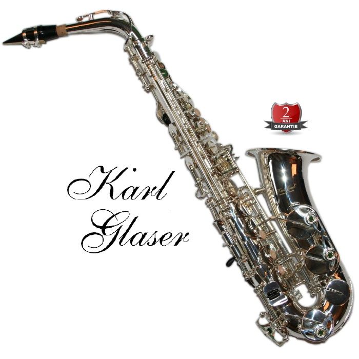 Saxofon Alto Karl Glaser ARGINTIU NOU curbat Saxophone Germania