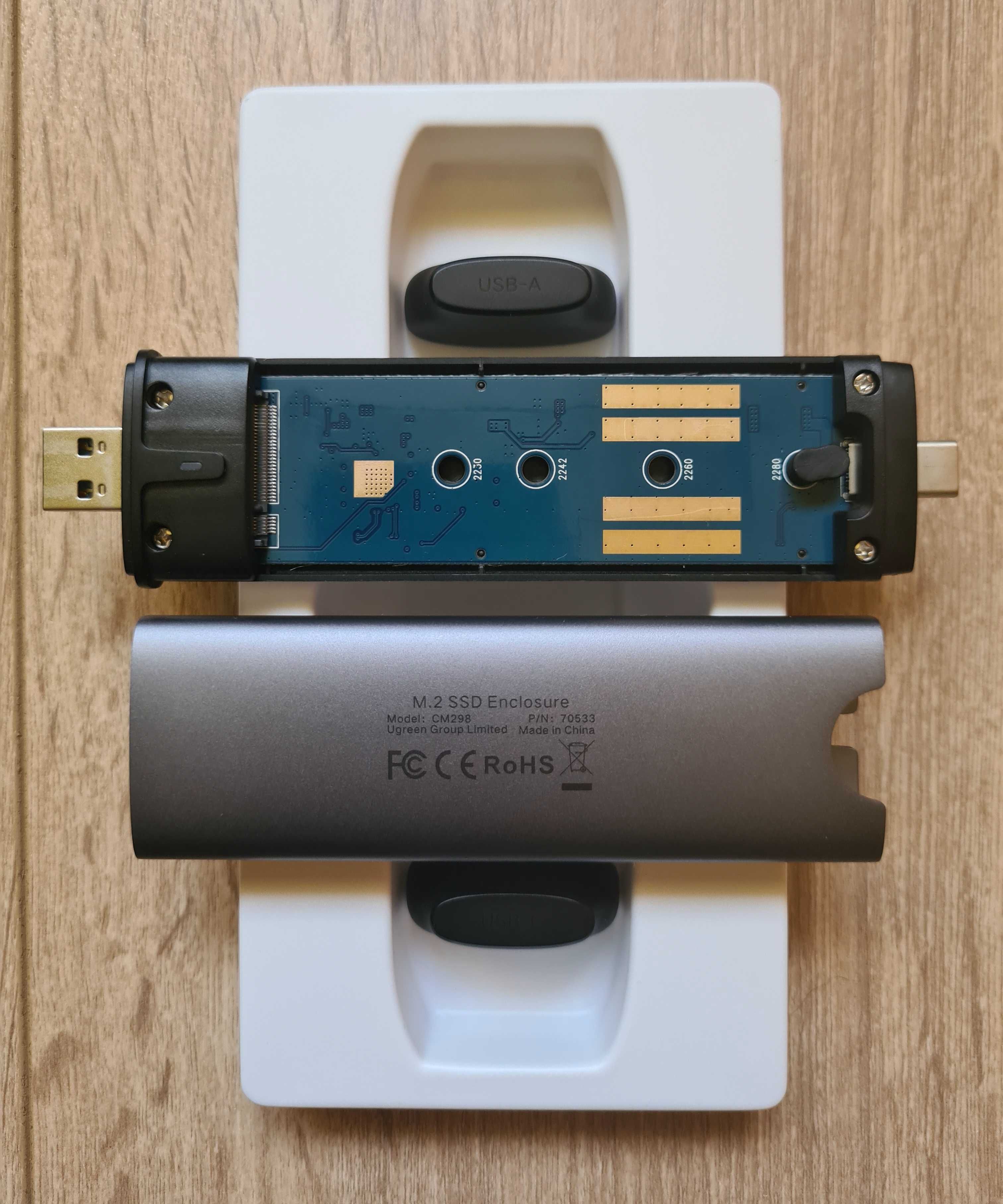 Adaptor rack SSD extern M.2 SATA to USB-C, USB-A , aluminiu , UGREEN