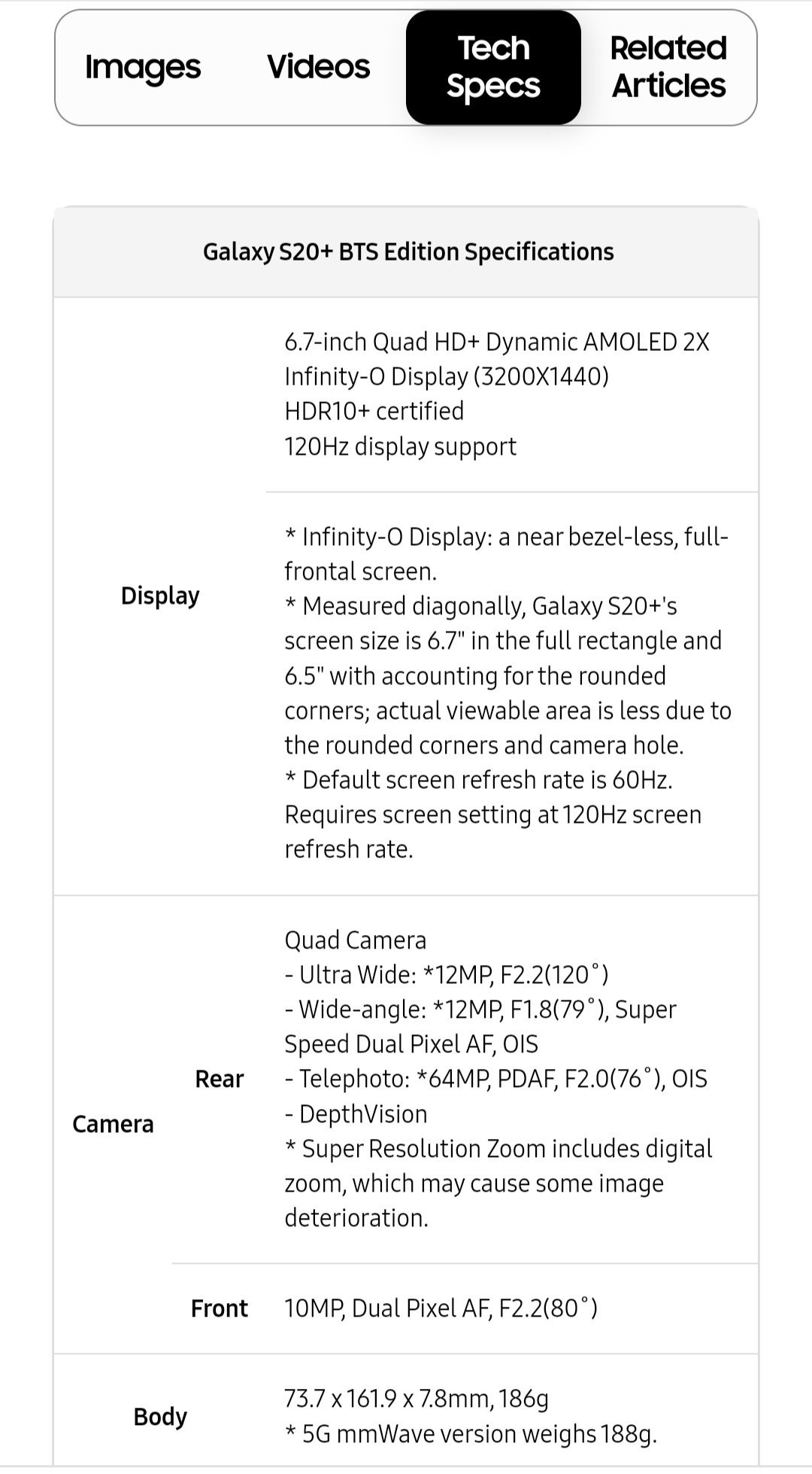 Samsung S20+ BTS Edition