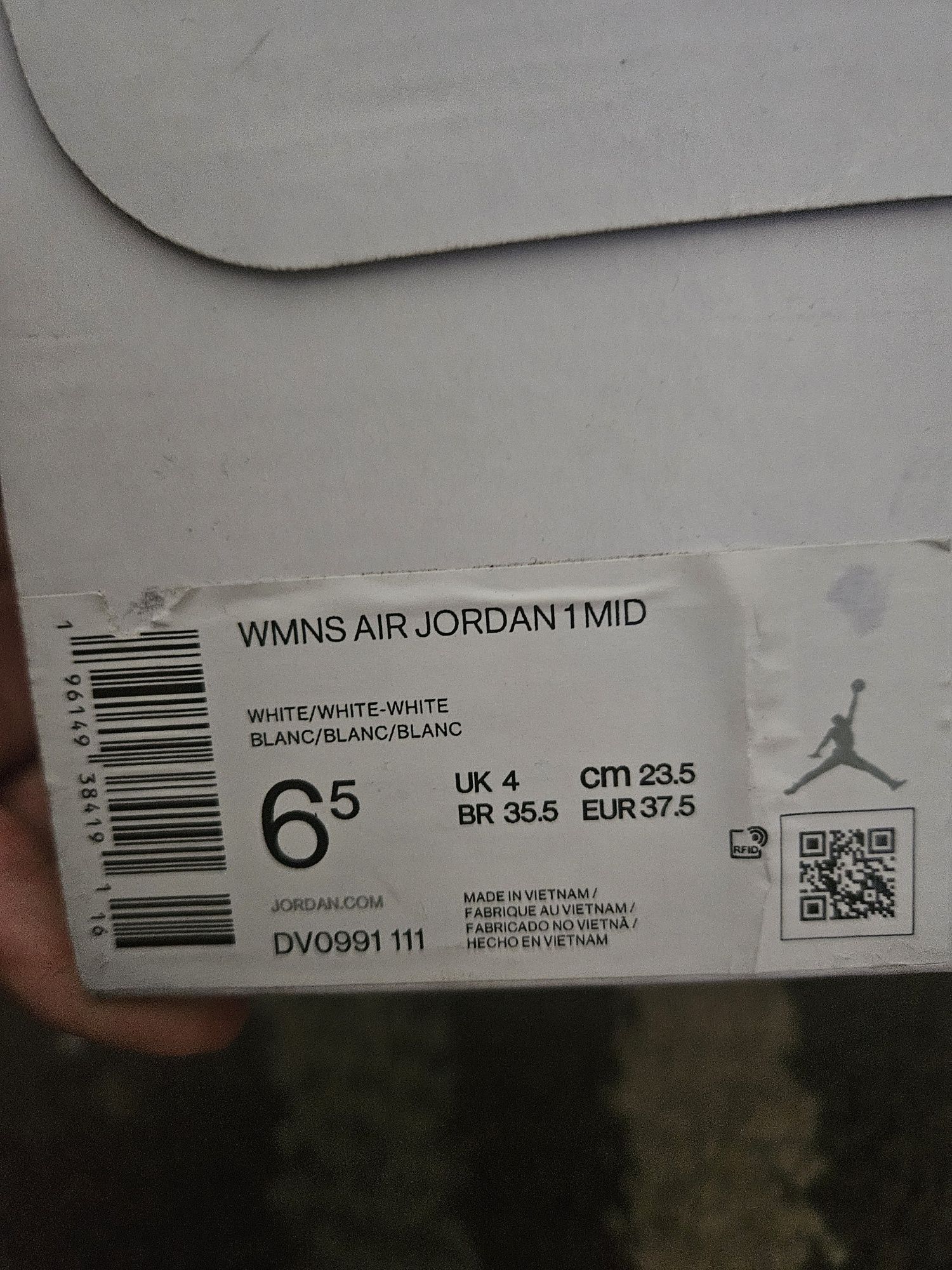 Air Jordan 1 Mid White / White-White custom