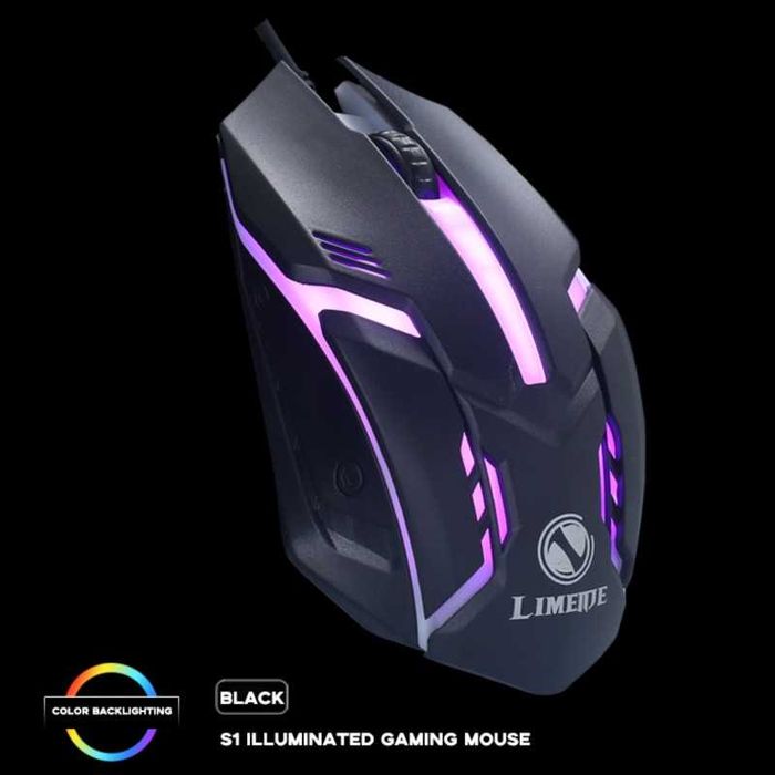 Mouse Gaming cu iluminare 1600 DPI cu fir, USB Negru
