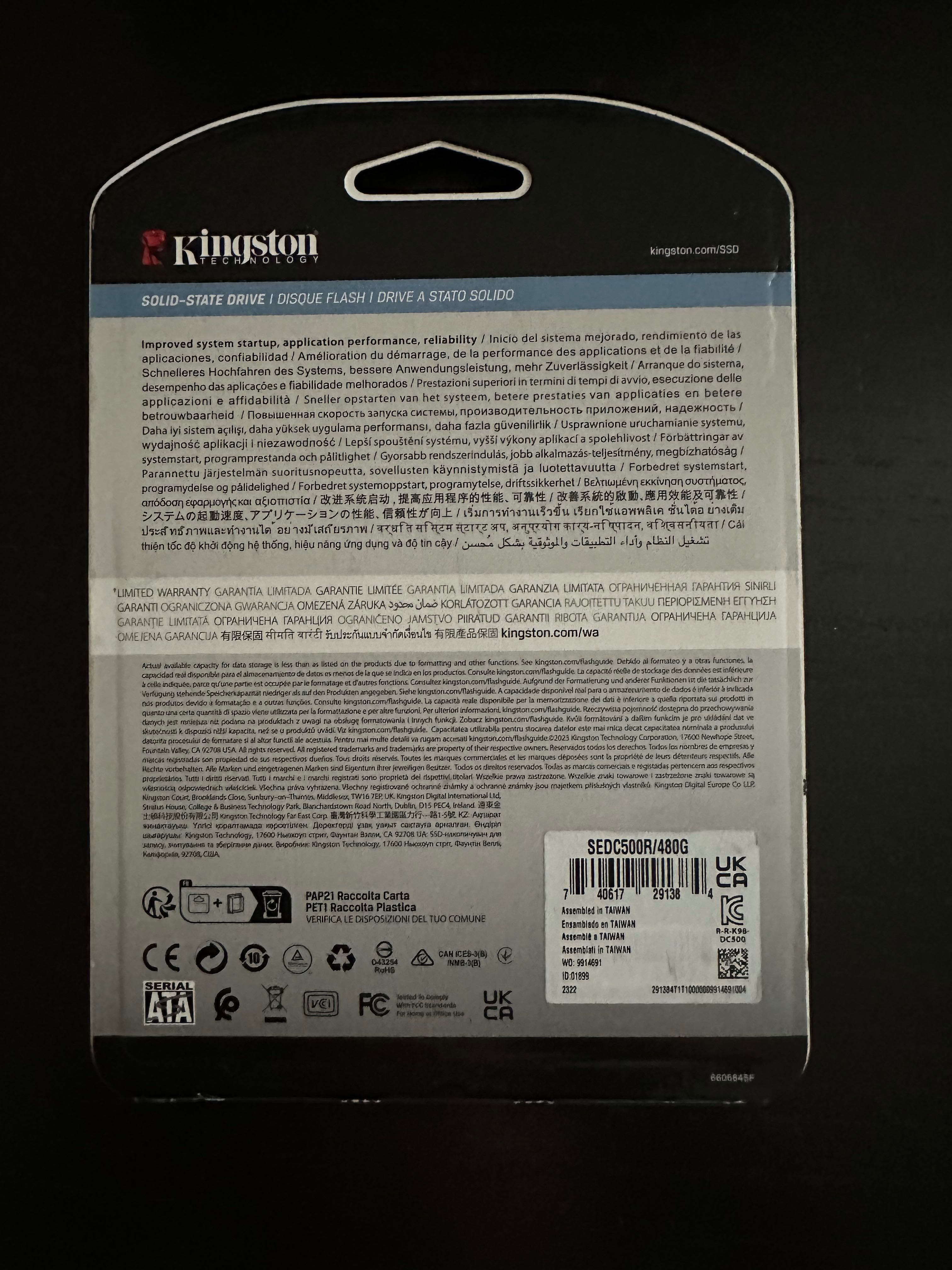 SSD Kingston 480GB DC500R Data Center Enterprise