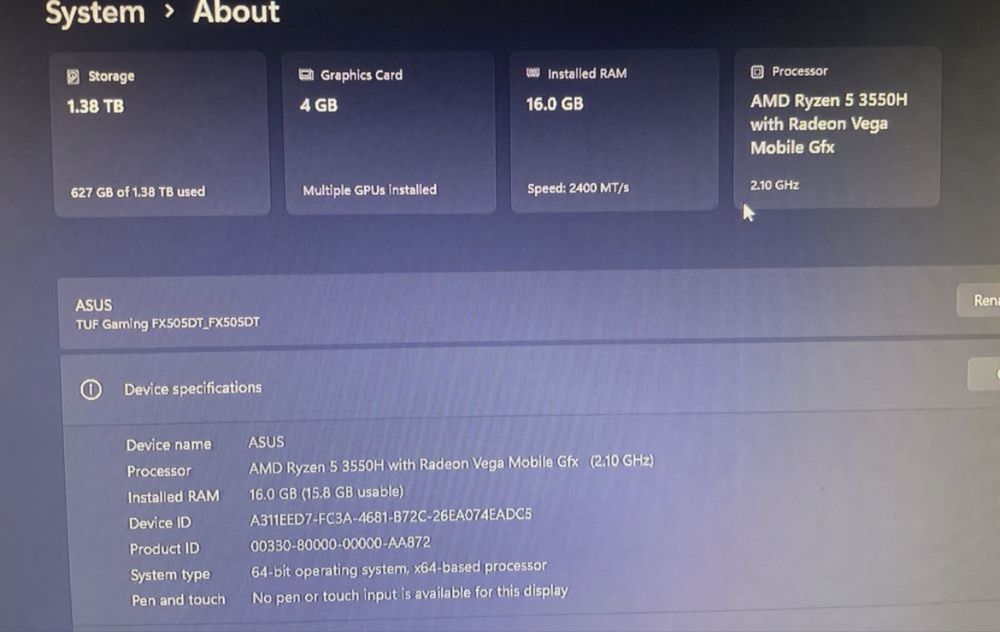 Pc Gaming 1.5Tb Tuf F15