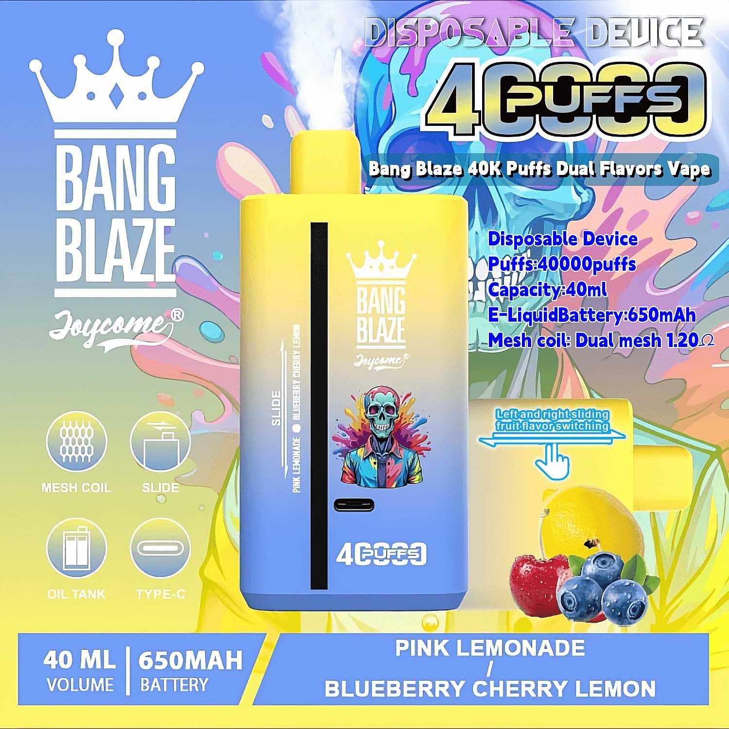Vape Bang Blaze 40000 Puffs 2 Arome Reîncărcabil Model 2025