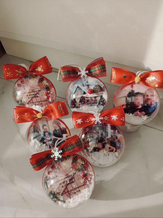 ПРОМО!Коледни топки/играчки със снимка и послание