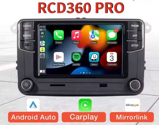 VW мултимедия rcd 360 pro carplay/androi auto