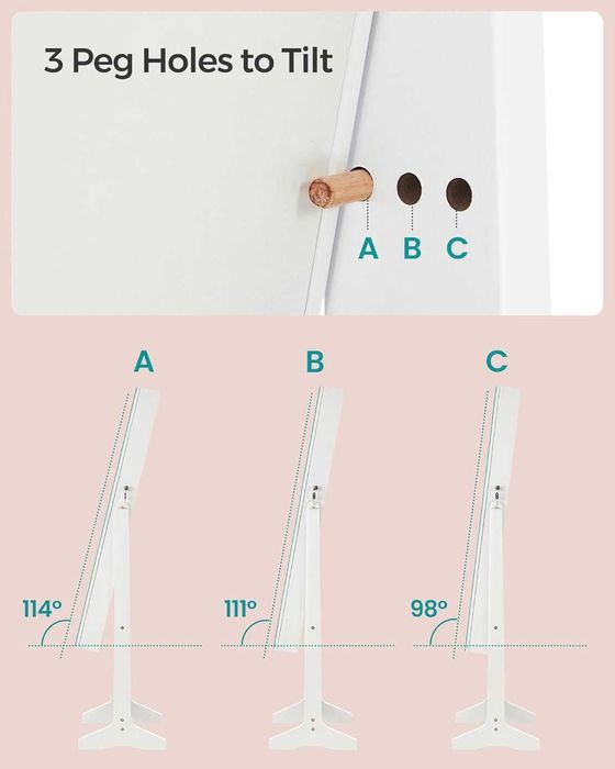 Oglinda integrala cu organizator bijuterii, Songmics, 151 cm, alb