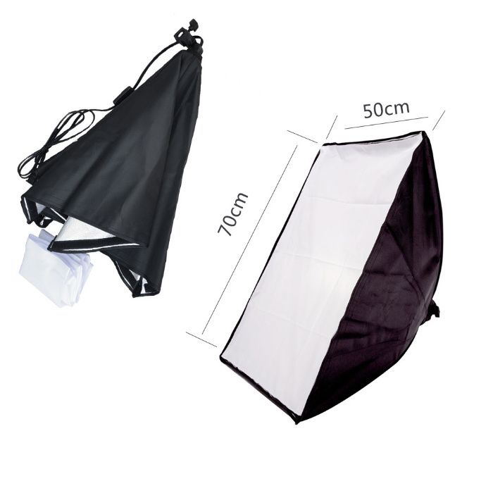 Softbox cu difuzie lampa cu 1 soclu E27 si 50x70 cm, studio, videochat